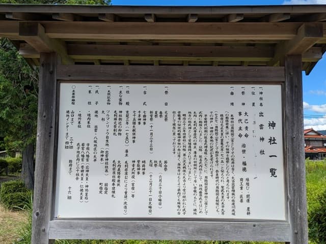 出雲神社（山口）案内板・神社一覧